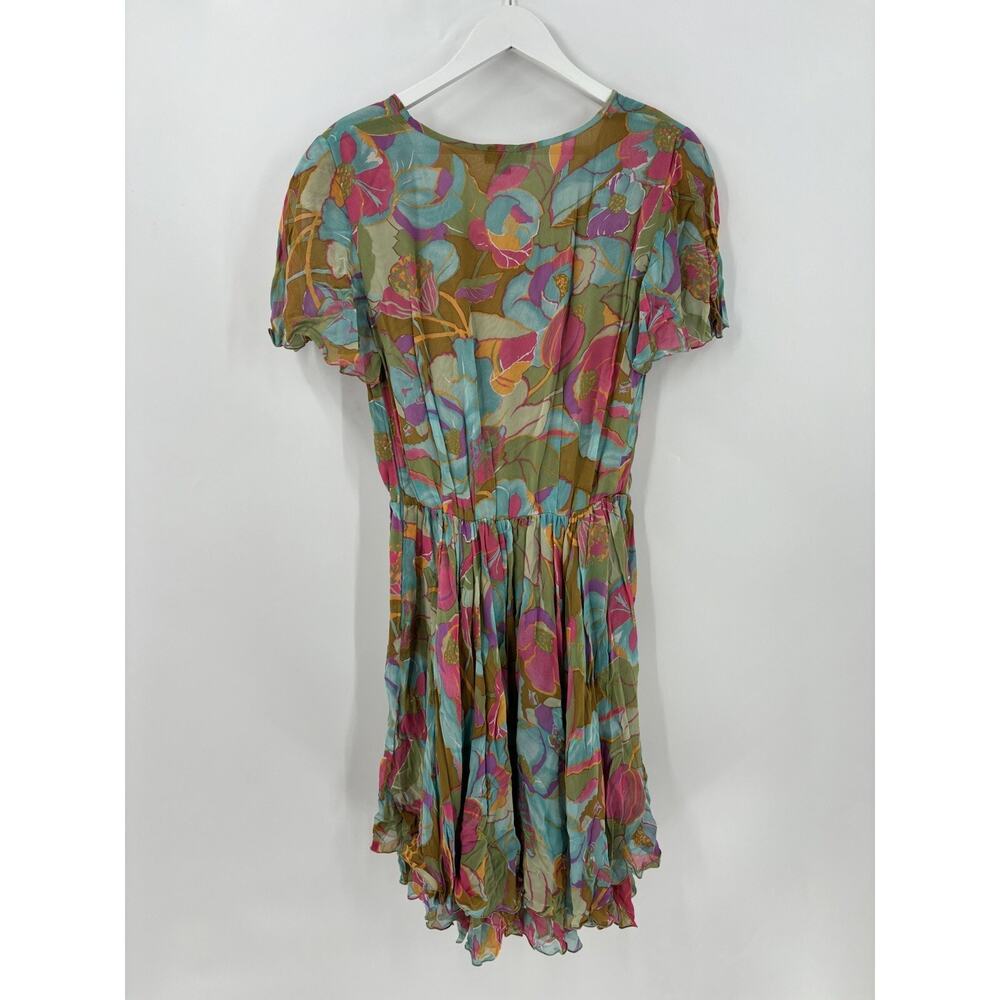 Mila Schon Vintage Dress Blazer Womens 42 / 48 Multicolor Floral Ruffles Layered - Picture 13 of 16